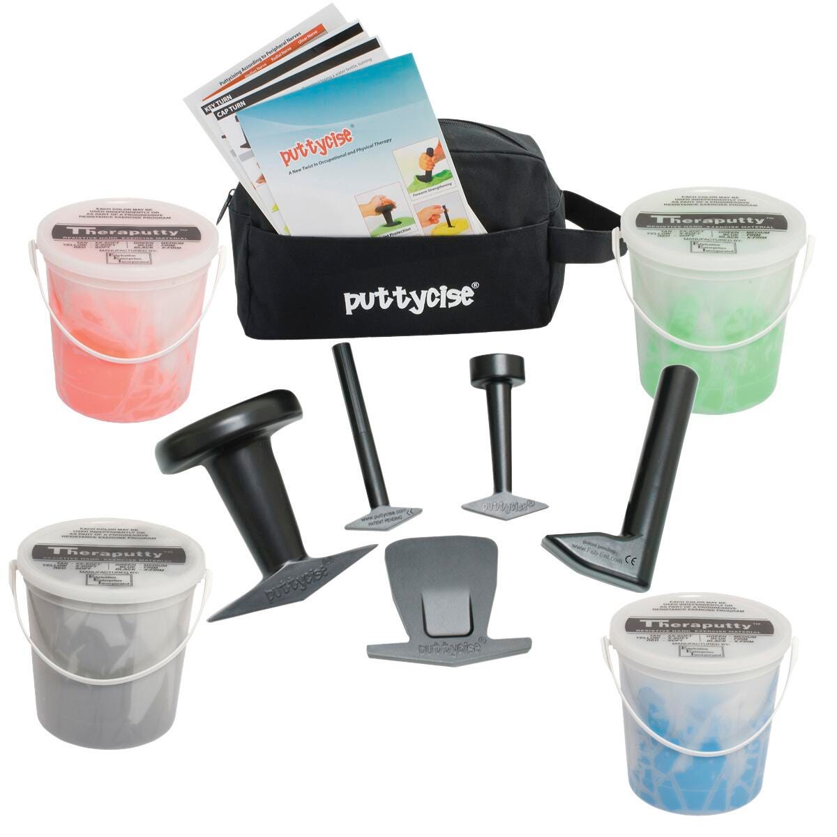 PUTTYCISE THERAPUTTY SET - HARD - 5 TOOLS AND 4 5LB EXERCISE PUTTIES- SET OF 9