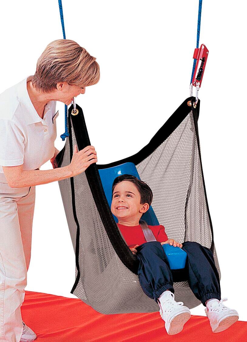 PRONE NET SWING WITH LARGE FEEDER SEAT FOR TUMBLEFORMS VESTIBULATOR