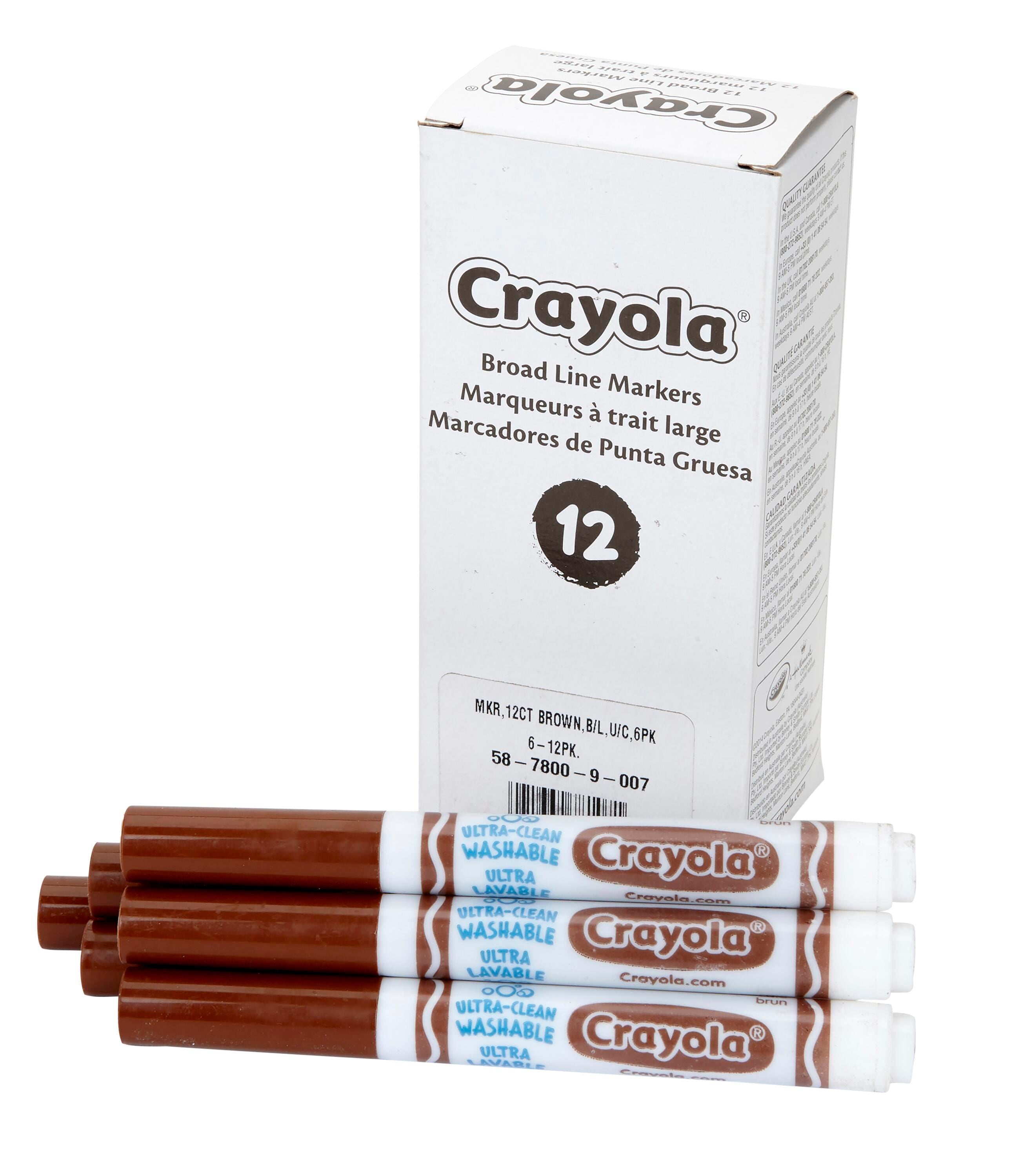 MARKERS ULTRA CLN WASH CRAYOLA BROAD LINE BROWN REFILL PACK OF 12