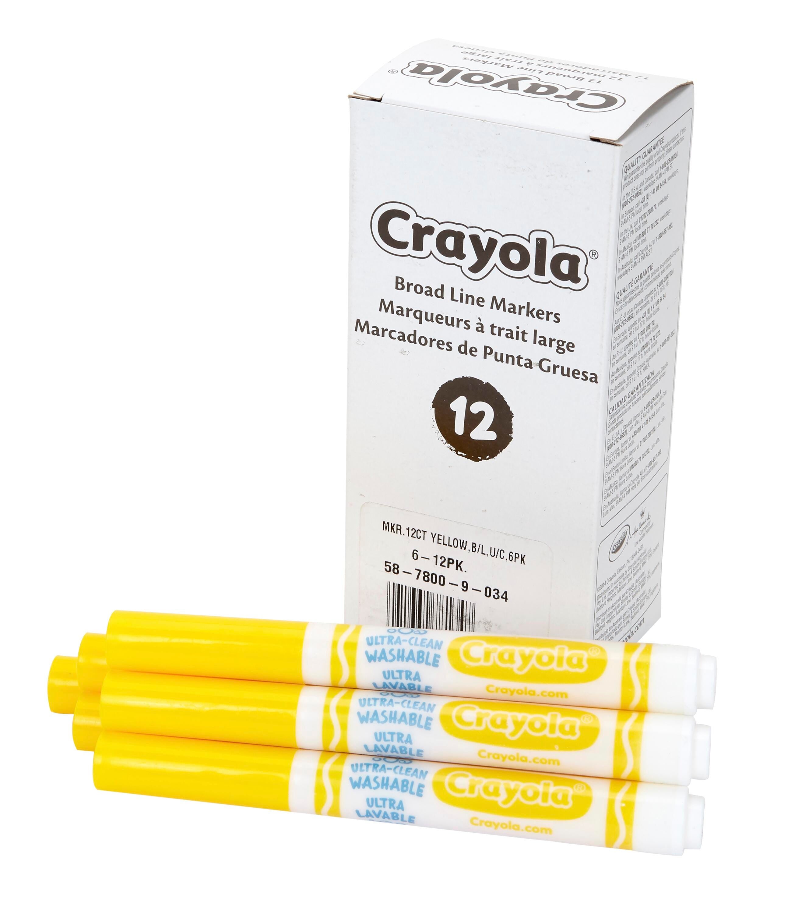 MARKERS ULTRA CLN WASH CRAYOLA BROAD LINE YELLOW REFILL PACK OF 12