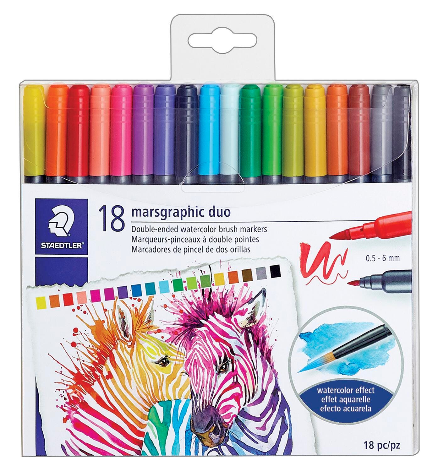 MARKERS WTRCLR STAEDTLER MARSGRAPHIC DUO ASST COLORS SET OF 18