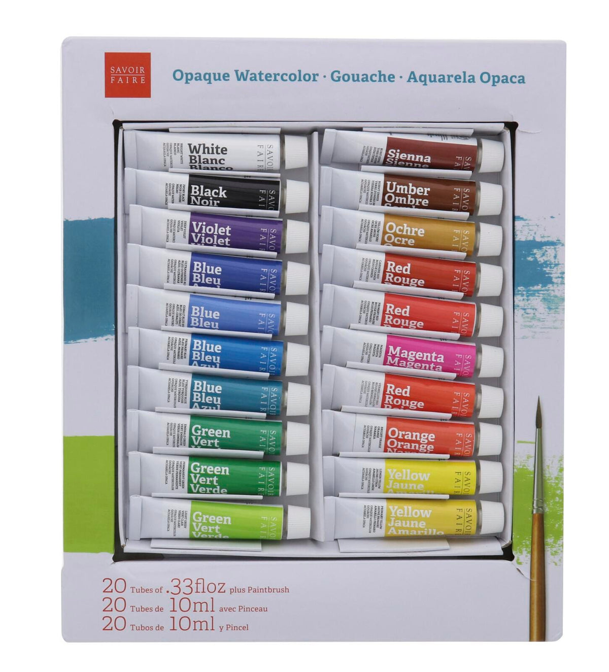 PAINT WATERCOLOR SAVIOR FAIRE OPAQUE GOUACHE 0.33 OZ SET OF 20