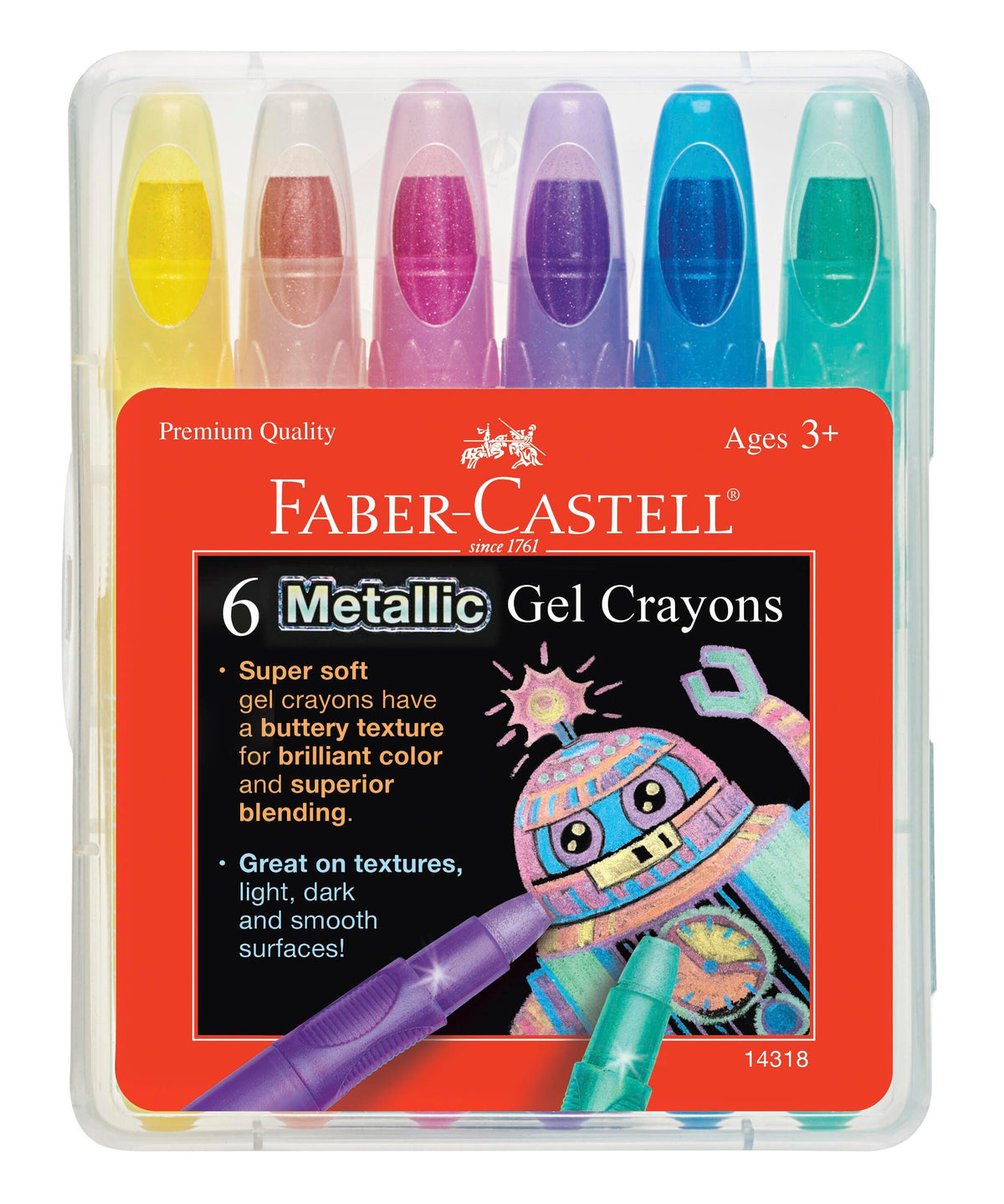CRAYONS GEL FABER-CASTELL ASST METALLIC SET OF 6