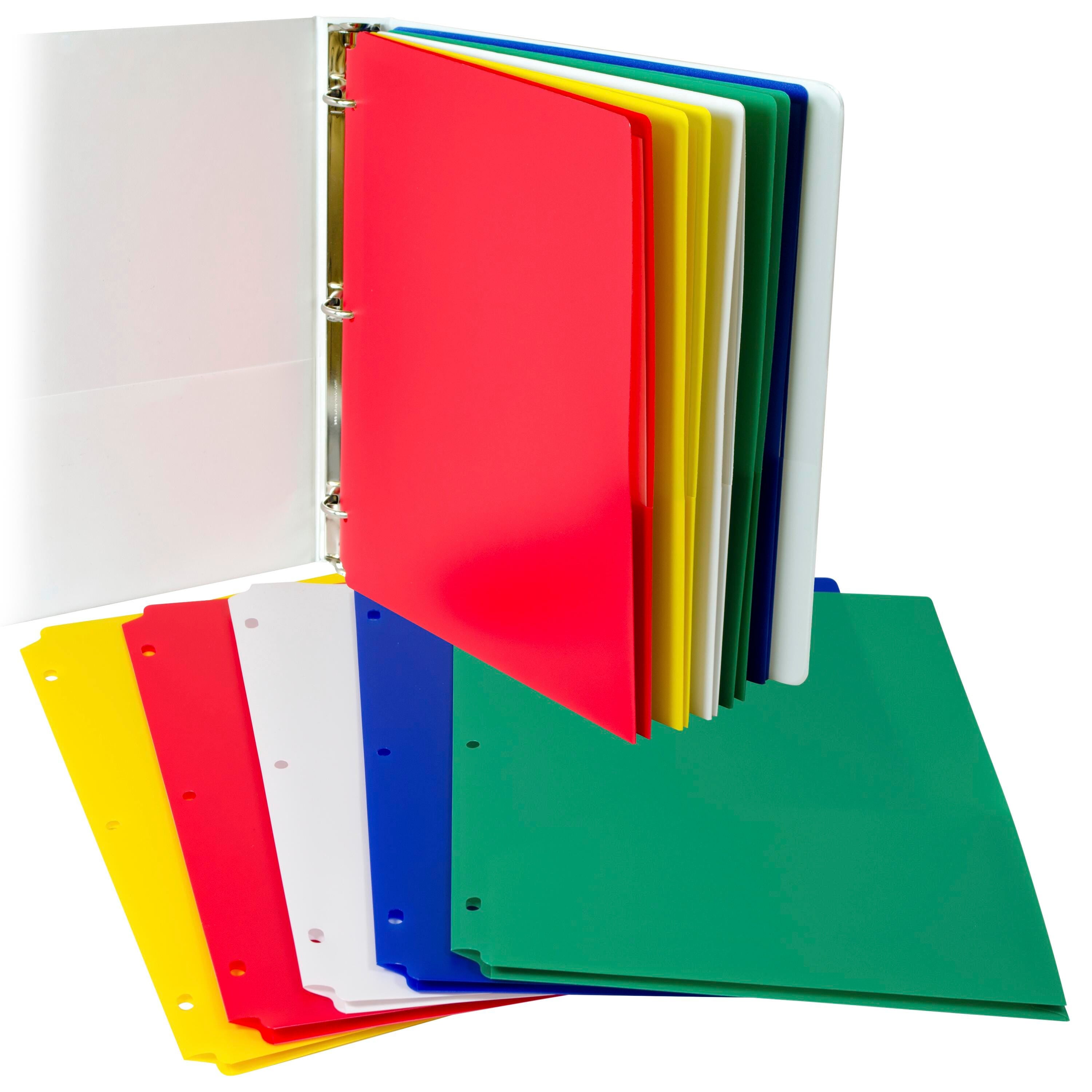 FOLDER TWO-POCKET POLY WITH 3HP ASST COLORS SET OF 10