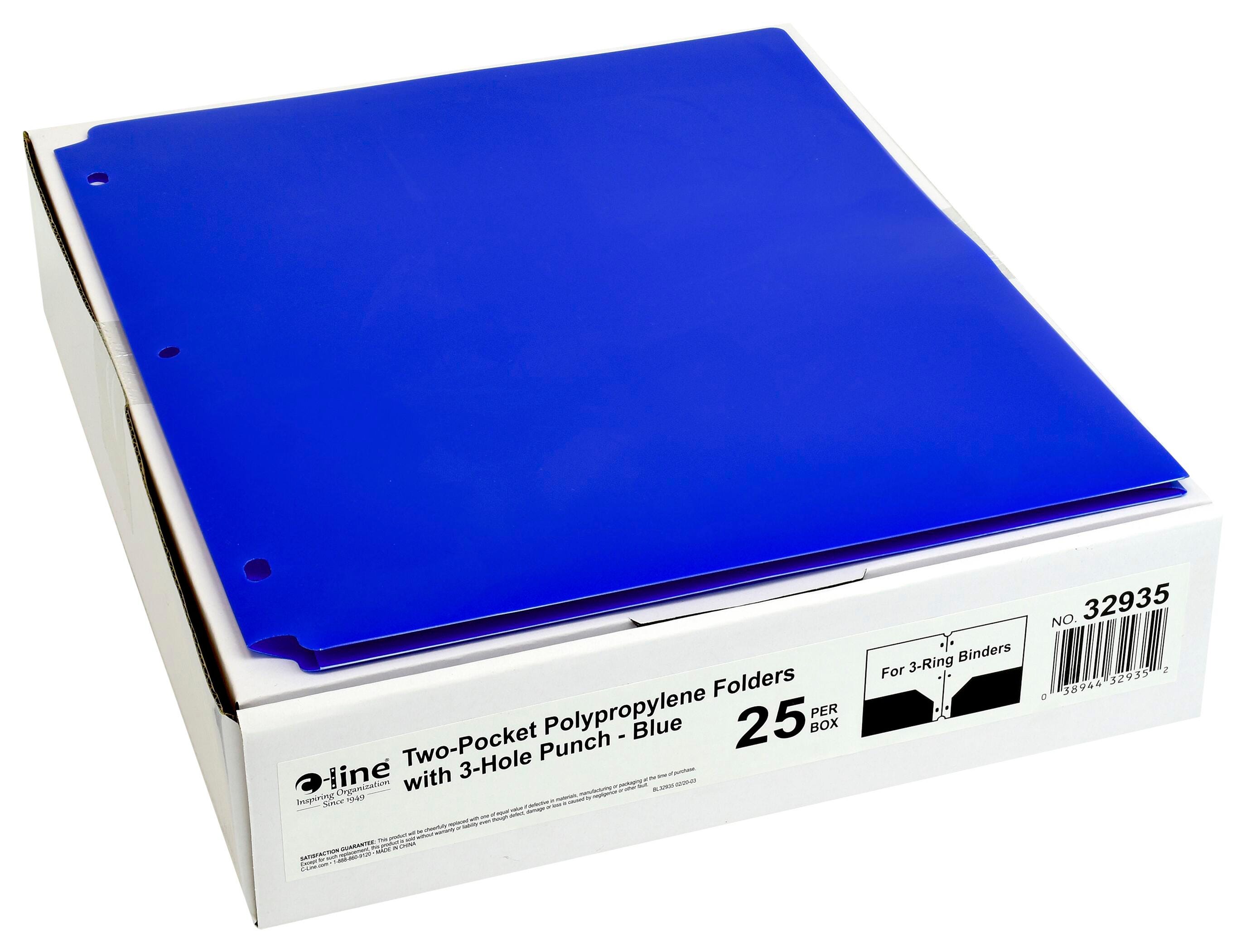 FOLDER TWO-POCKET POLY WITH 3HP BLUE PACK OF 25