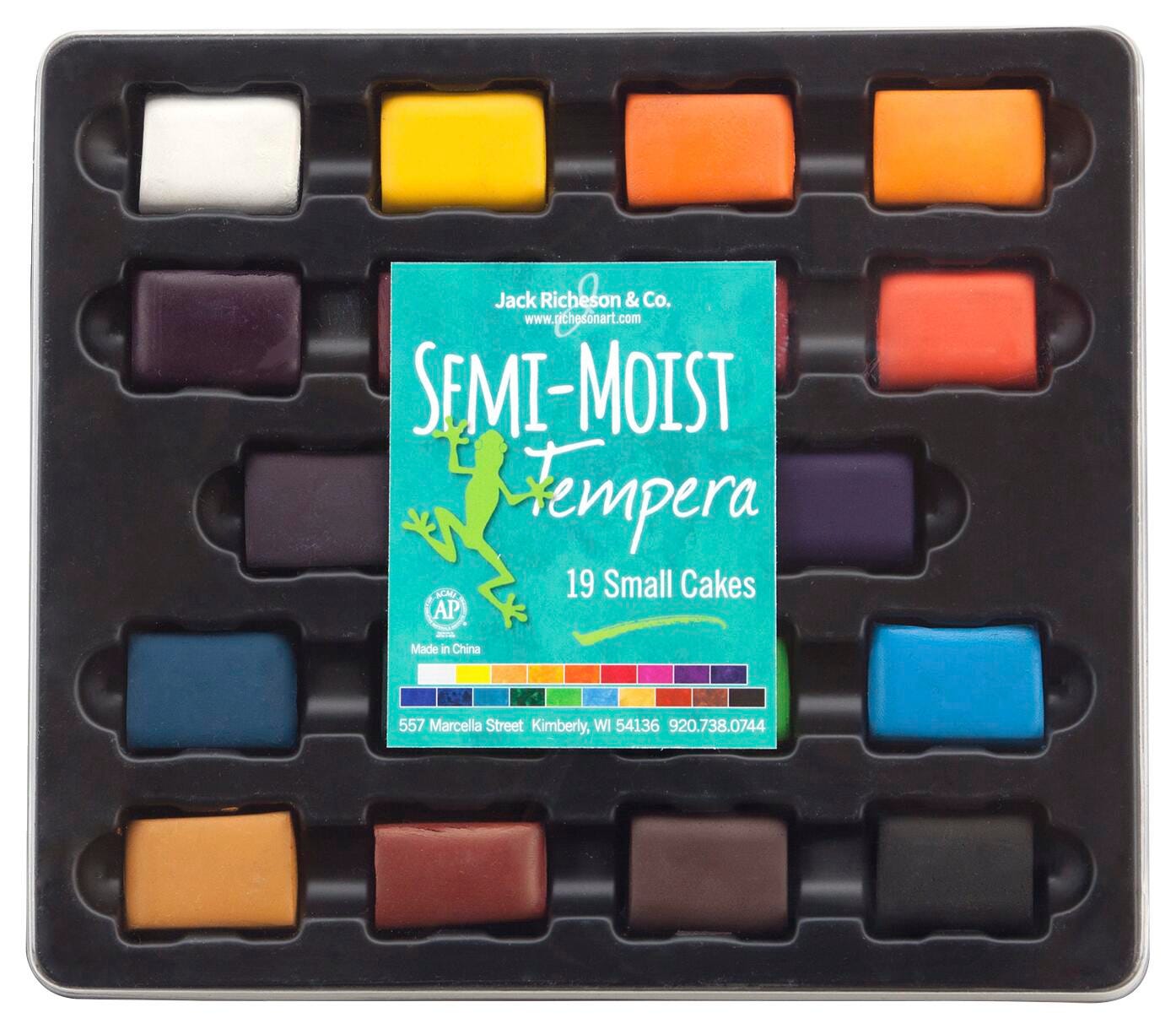 PAINT TEMPERA CAKES SEMI MOIST SMALL RICHESON ASST COLORS TRAY SET OF 19
