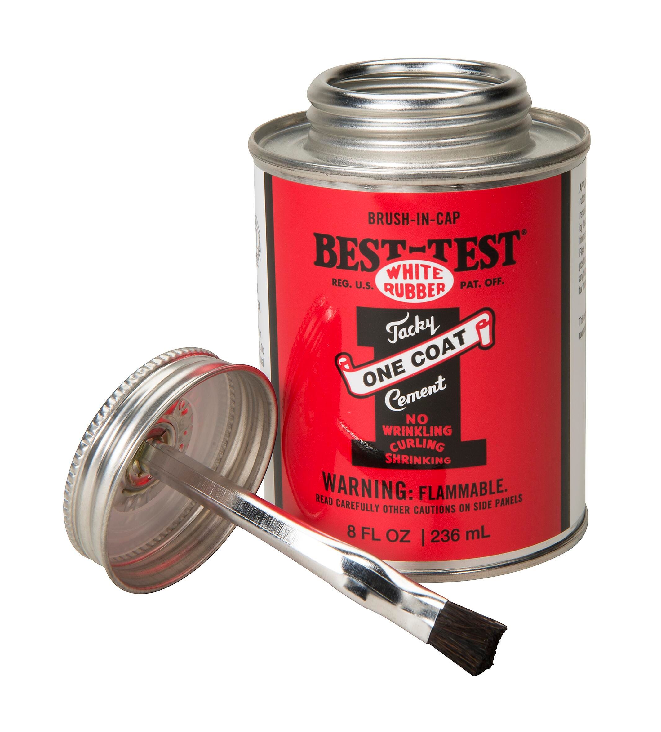 RUBBER CEMENT BEST TEST 8 OZ BRUSH IN CAP ONE COAT