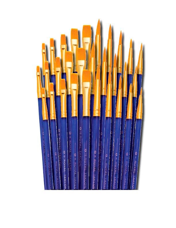 BRUSH GOLD TAKLON HAIR ACRYLIC HANDLE SET OF 30