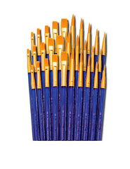 BRUSH GOLD TAKLON HAIR ACRYLIC HANDLE SET OF 30