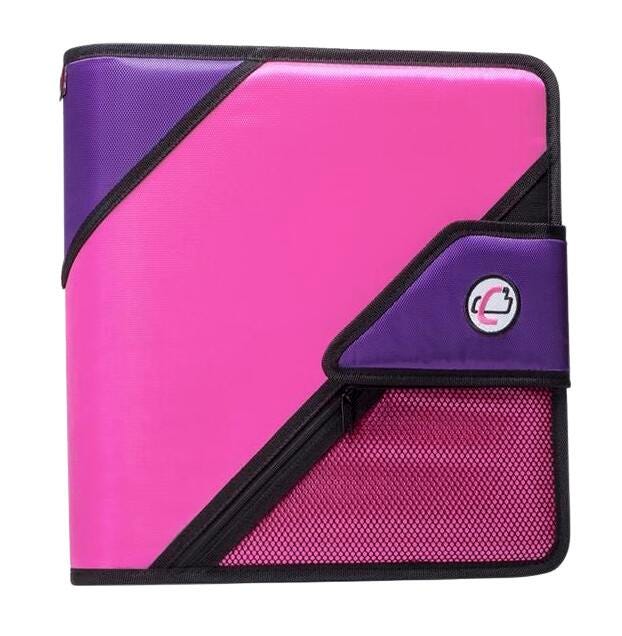 BINDER OPEN TAB O-RING W/TABS 2IN PINK/PURPLE