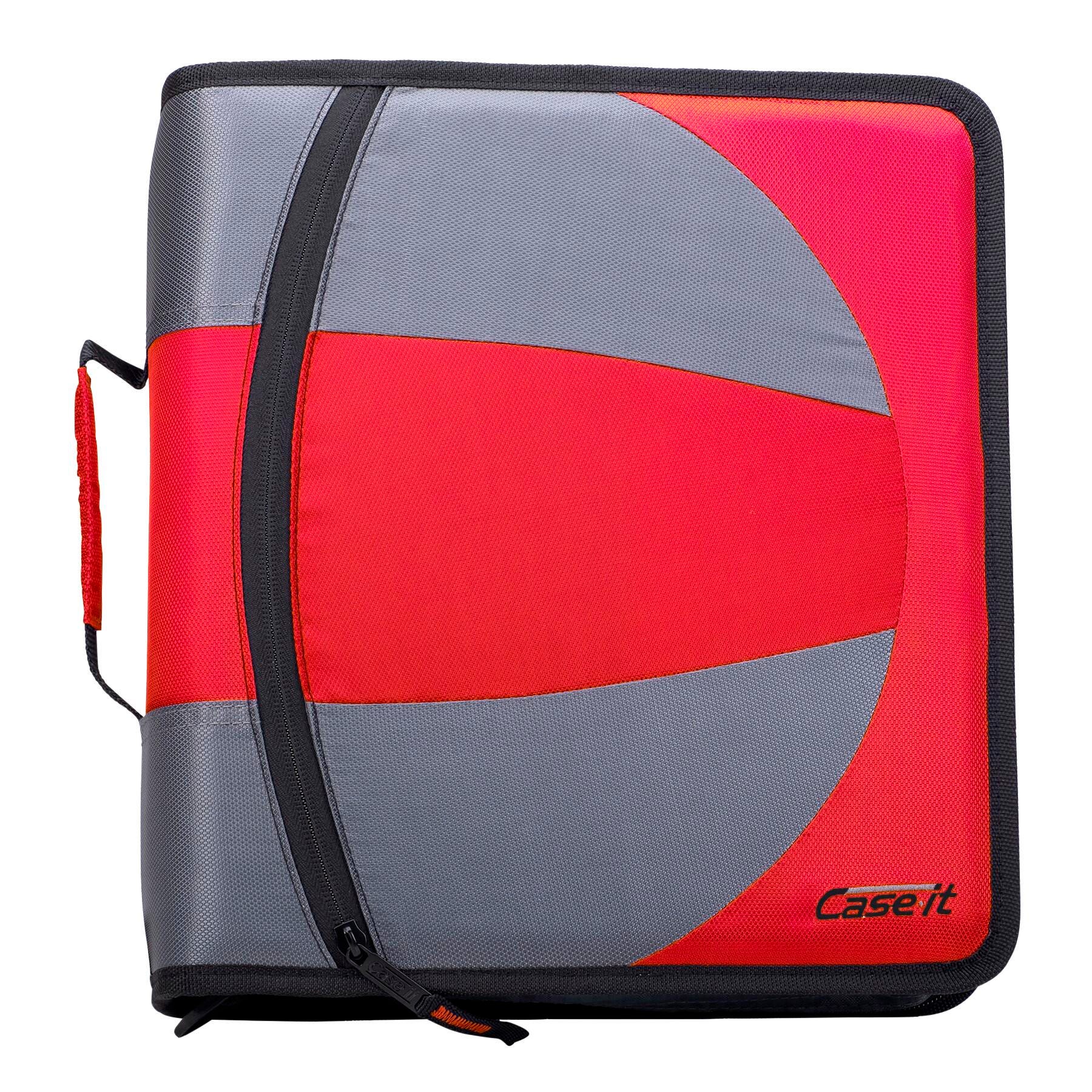 BINDER ZIPPER DUAL D-RING W/TABS 1.5IN FIRE ENGINE RED