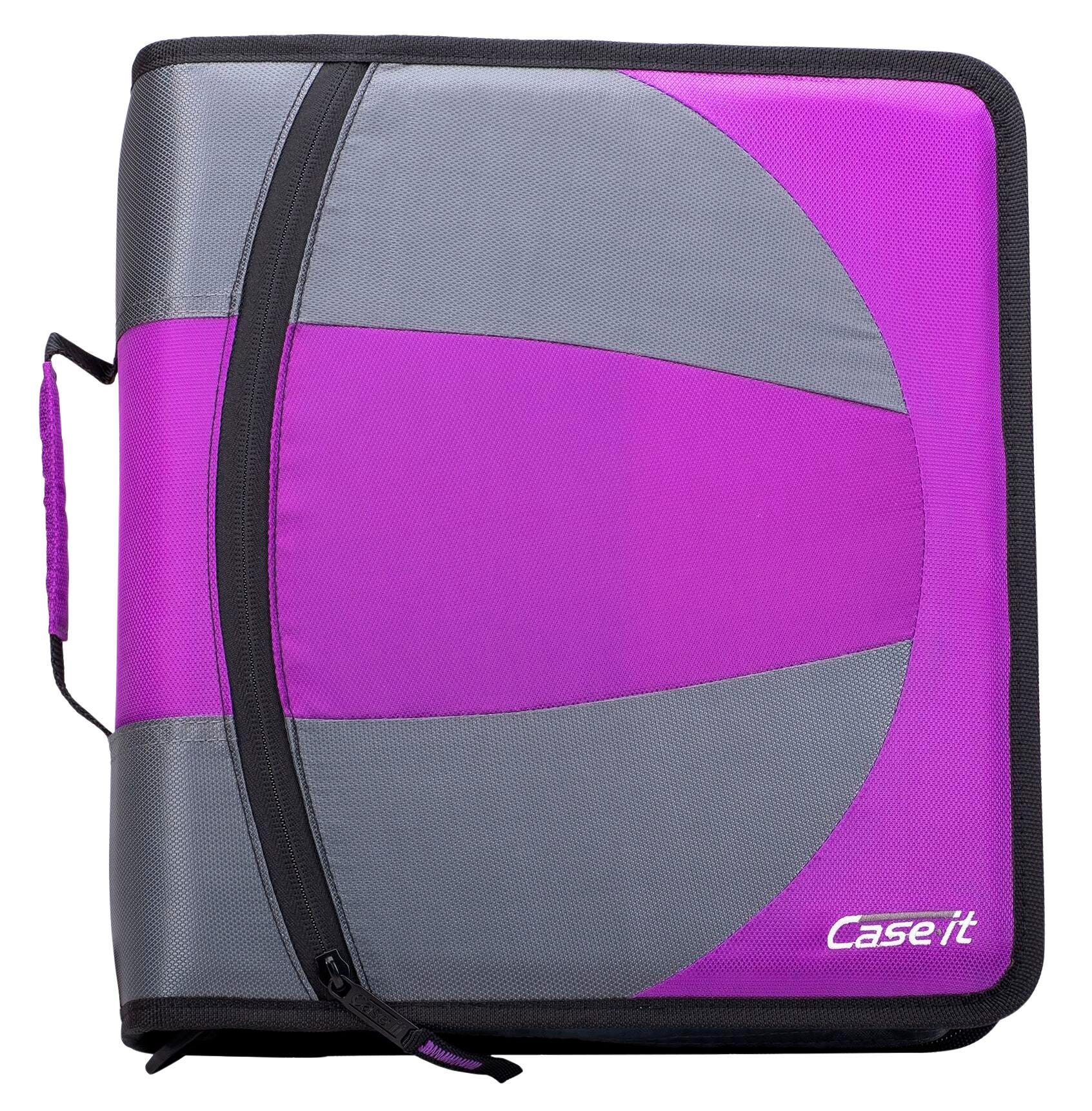 BINDER ZIPPER DUAL D-RING W/TABS 1.5IN DEEP PURPLE