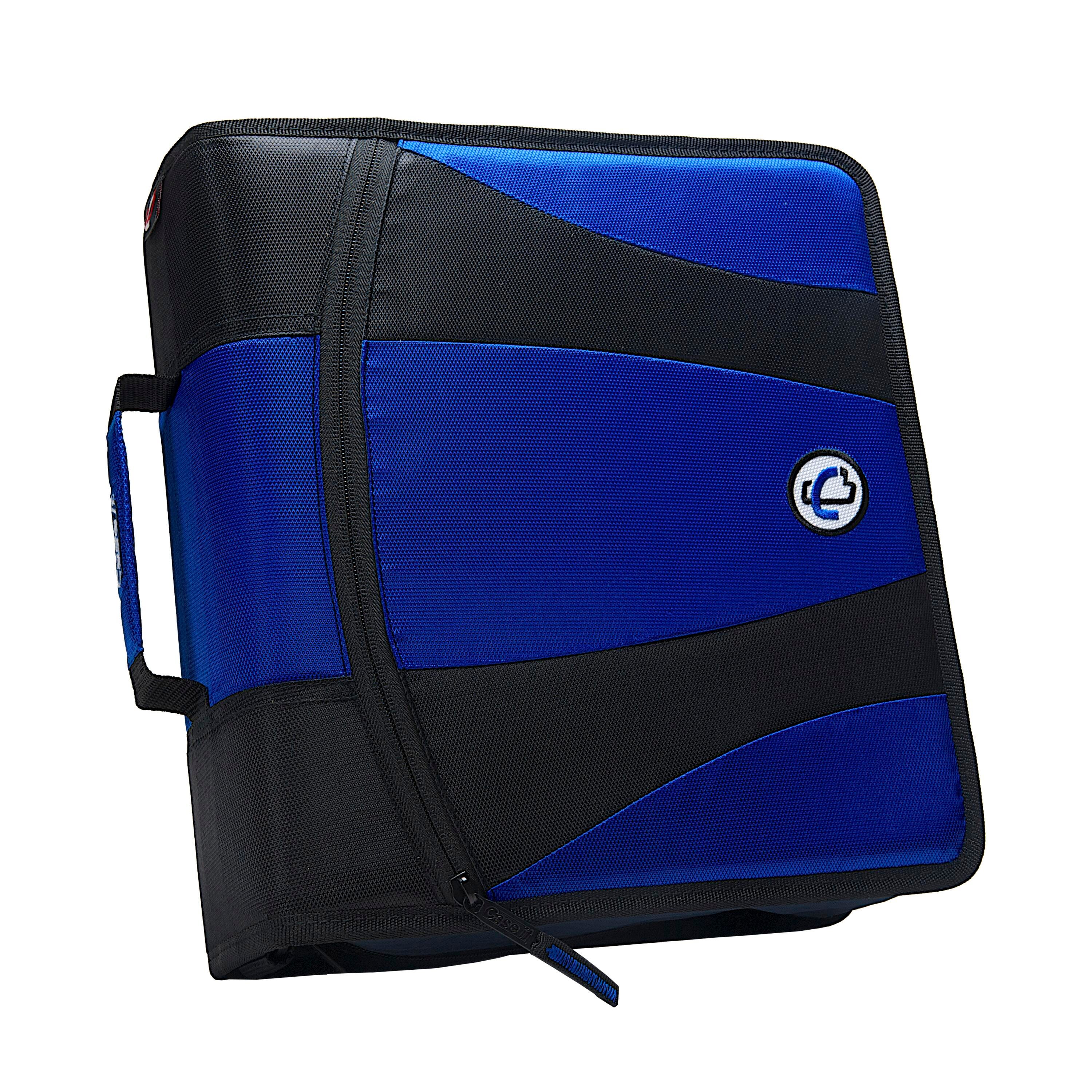 BINDER ZIPPER DUAL D-RING W/TABS 2IN BLUE