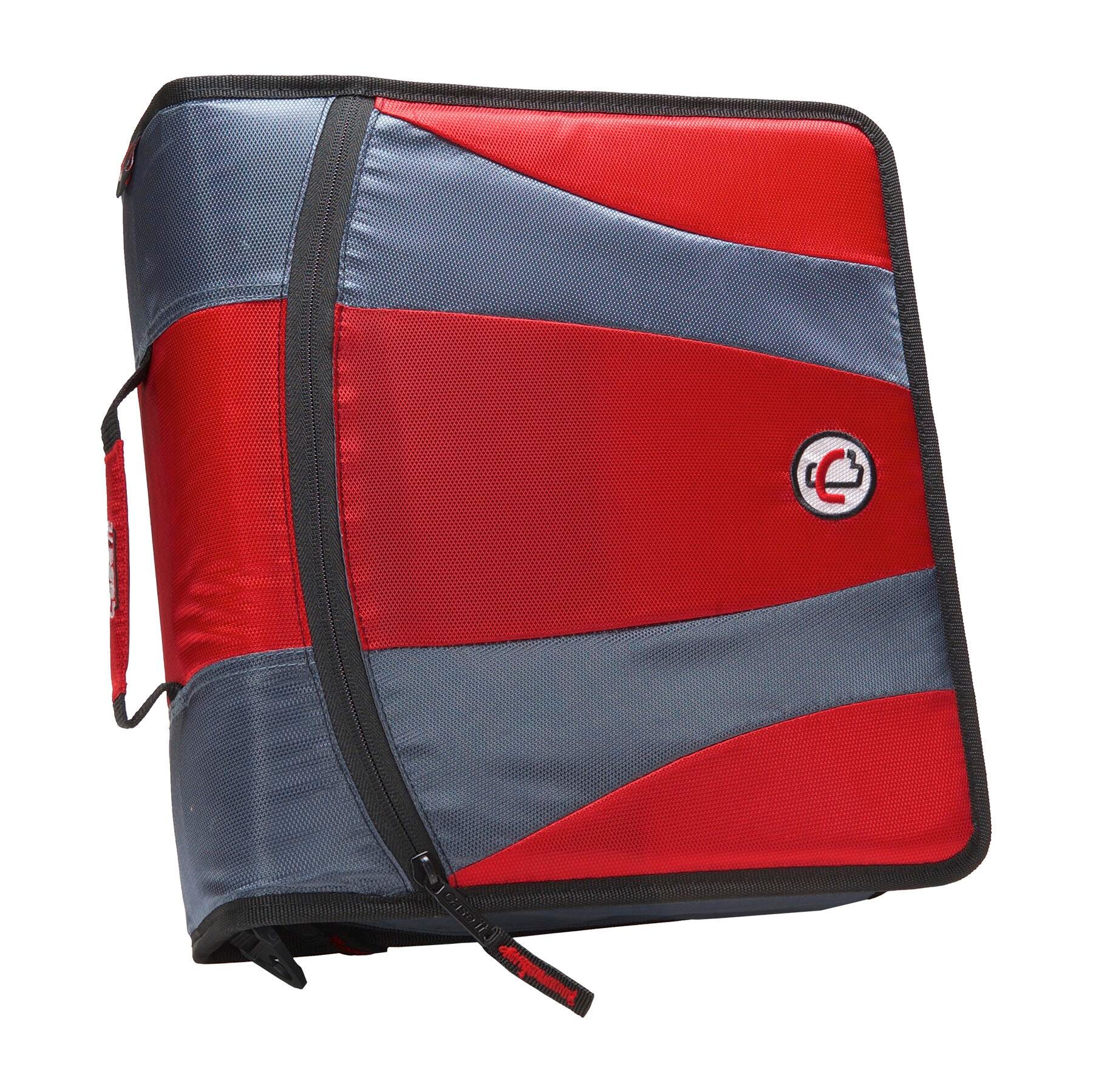 BINDER ZIPPER DUAL D-RING W/TABS 2IN FIRE ENGINE RED