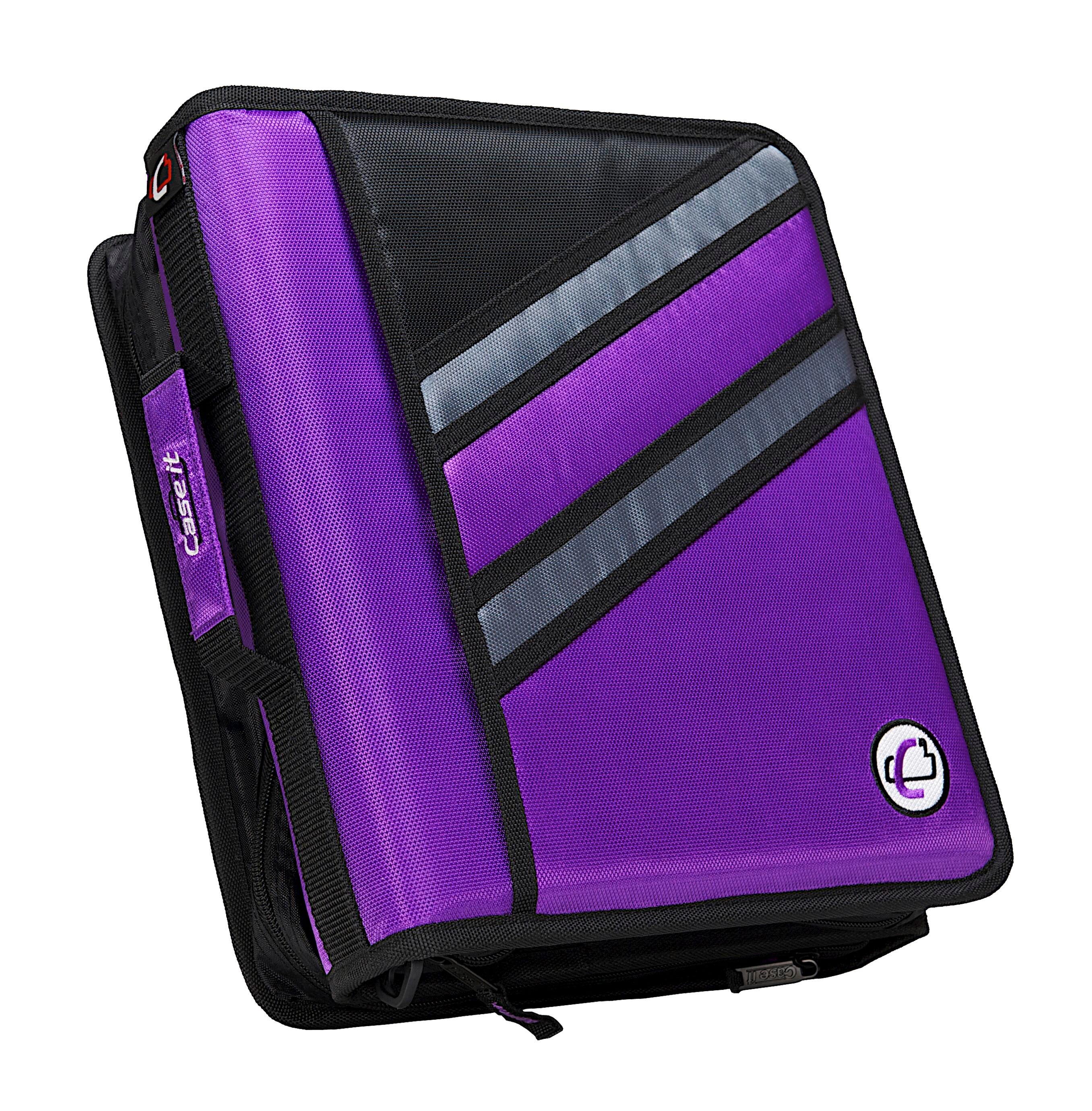 BINDER ZIPPER Z-DESIGN D-RING W/TABS 1.5IN PURPLE