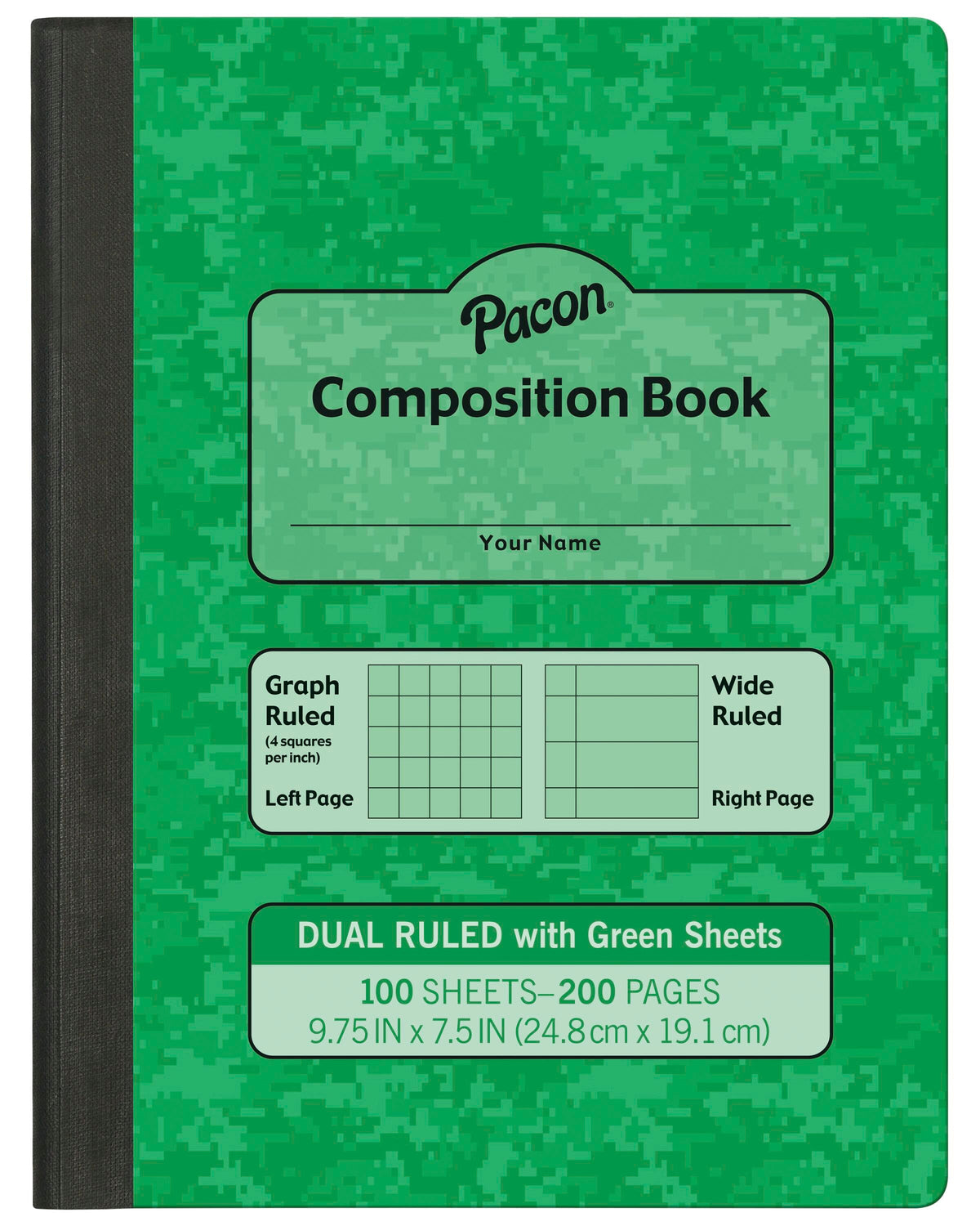 BOOK COMPOSITION DUAL RULED LIGHT GREEN 9.75X7.5 200 PG