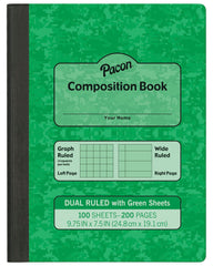 BOOK COMPOSITION DUAL RULED LIGHT GREEN 9.75X7.5 200 PG