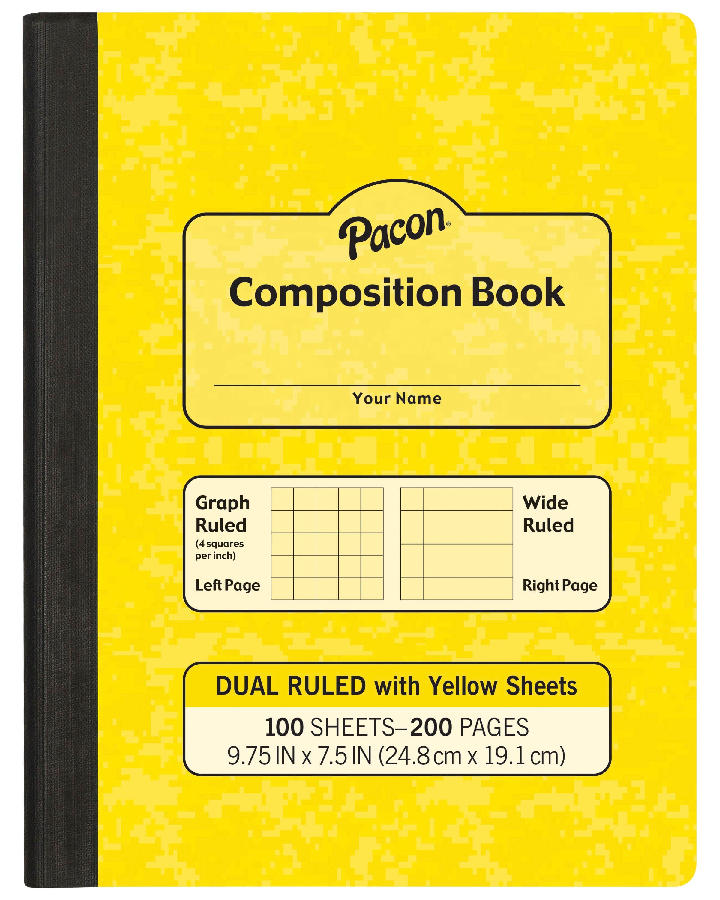 BOOK COMPOSITION DUAL RULED YELLOW 9.75X7.5 200 PG