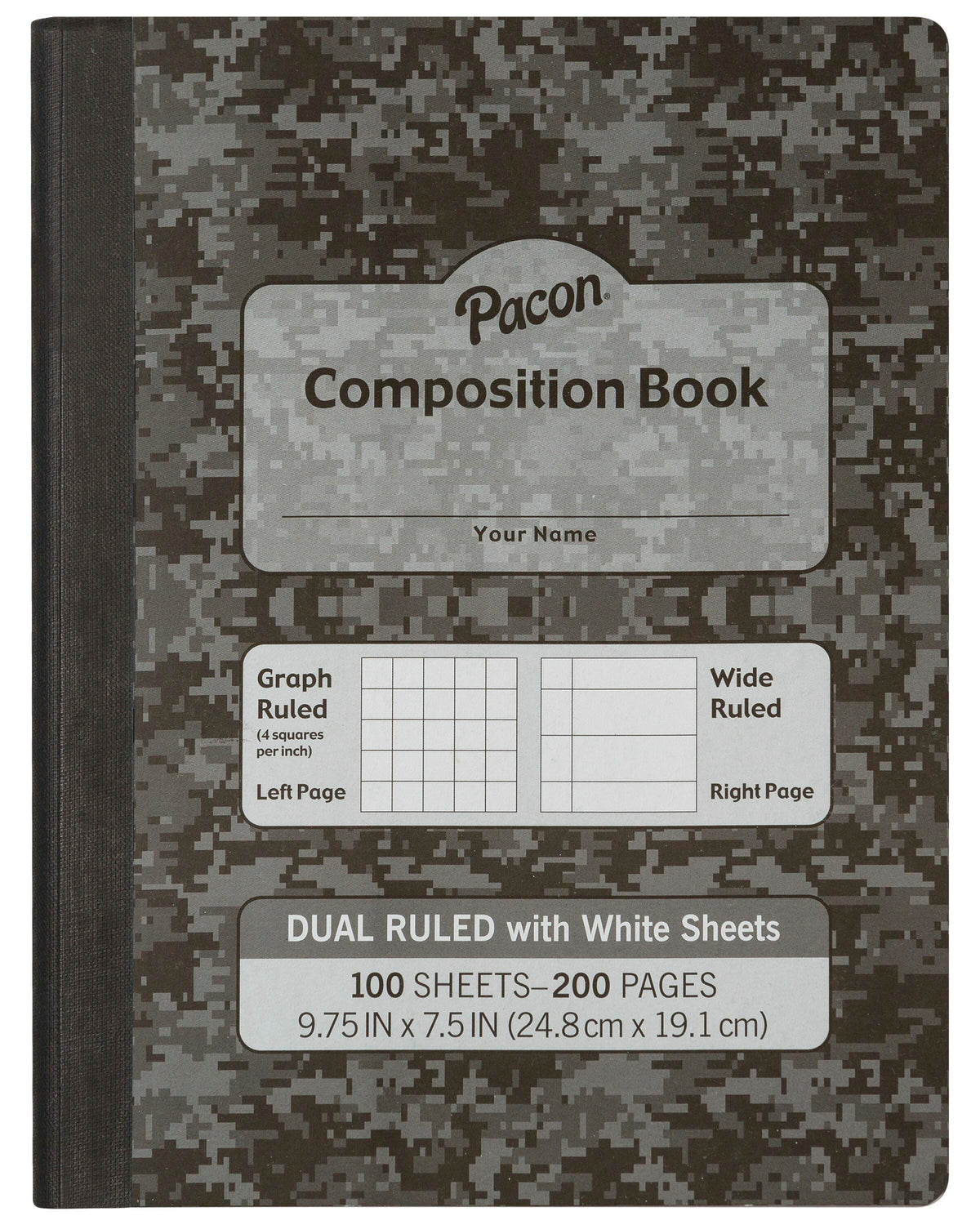 BOOK COMPOSITION DUAL RULED GRAY 9.75X7.5 200 PG