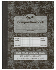 BOOK COMPOSITION DUAL RULED GRAY 9.75X7.5 200 PG