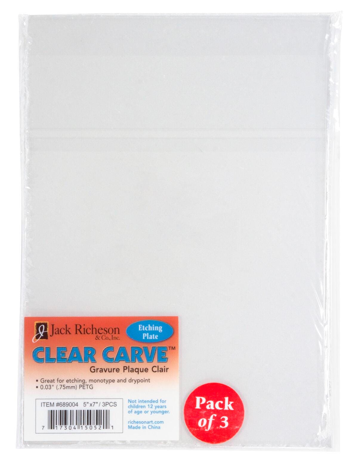ETCHING PLATES CLEAR CARVE 5X7 INCH PACK OF 3