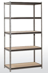 ON HOLD-Z-BEAM BOLTLESS STEEL SHELVING WITH PARTICLEBOARD SHELVES - 36X18X72 - SILVER VEIN
