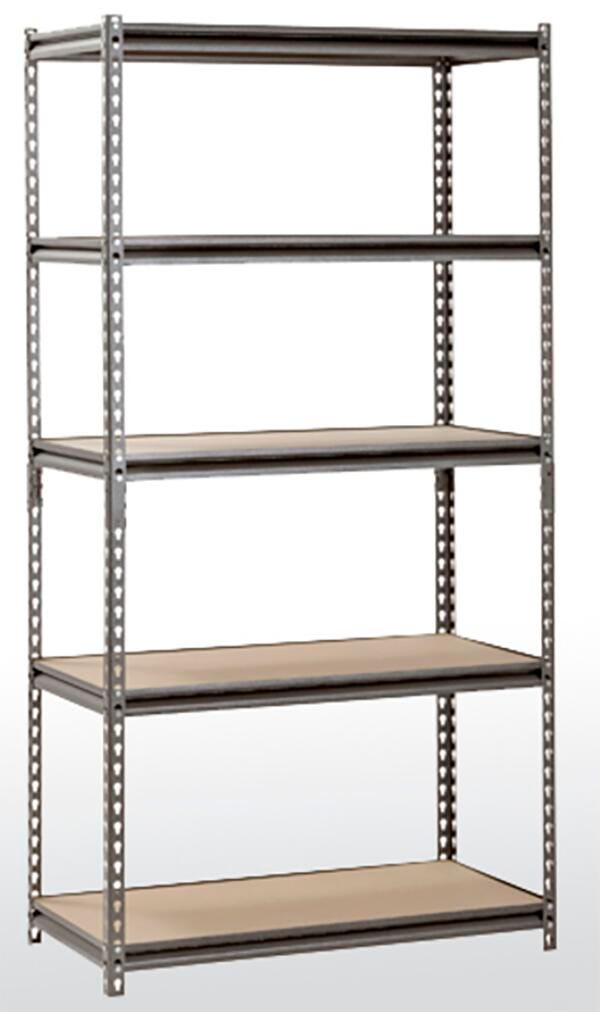 Z-BEAM BOLTLESS STEEL SHELVING WITH PARTICLEBOARD SHELVES - 48X24X72 - SILVER VEIN