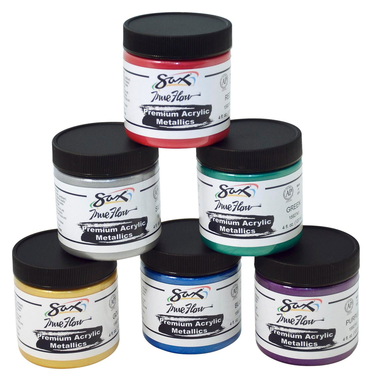 PAINT ACRYLIC HB SAX PREMIUM METALLIC 4OZ ASST SET OF 6