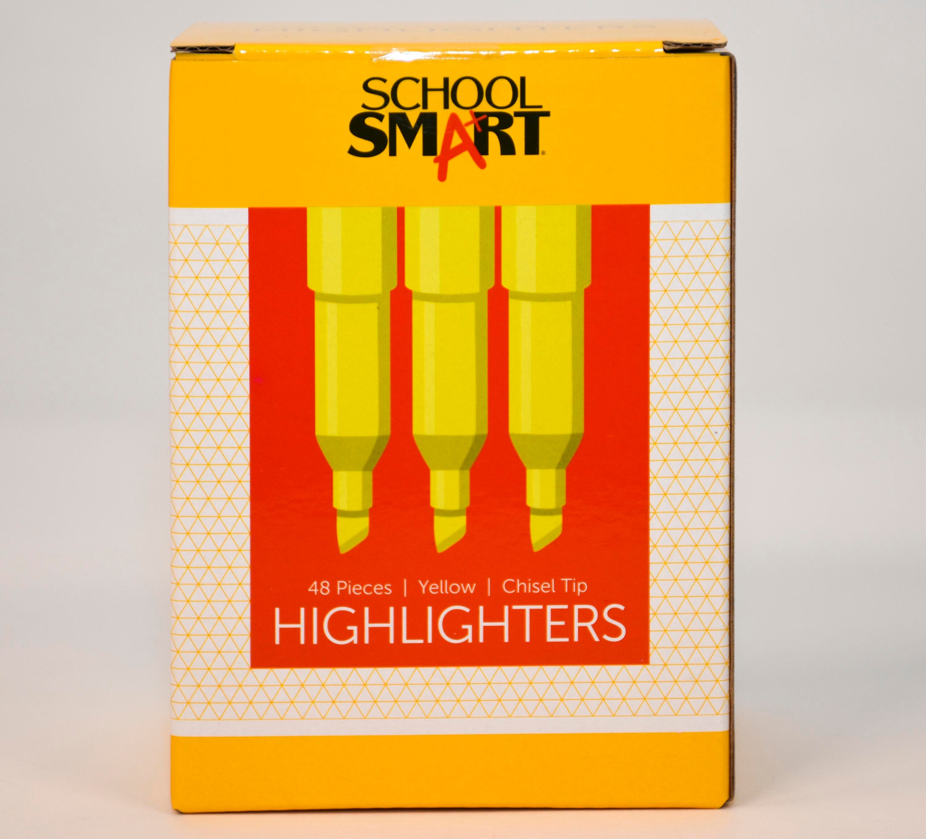 HIGHLIGHTER PEN SCHOOL SMART YELLOW PACK OF 48