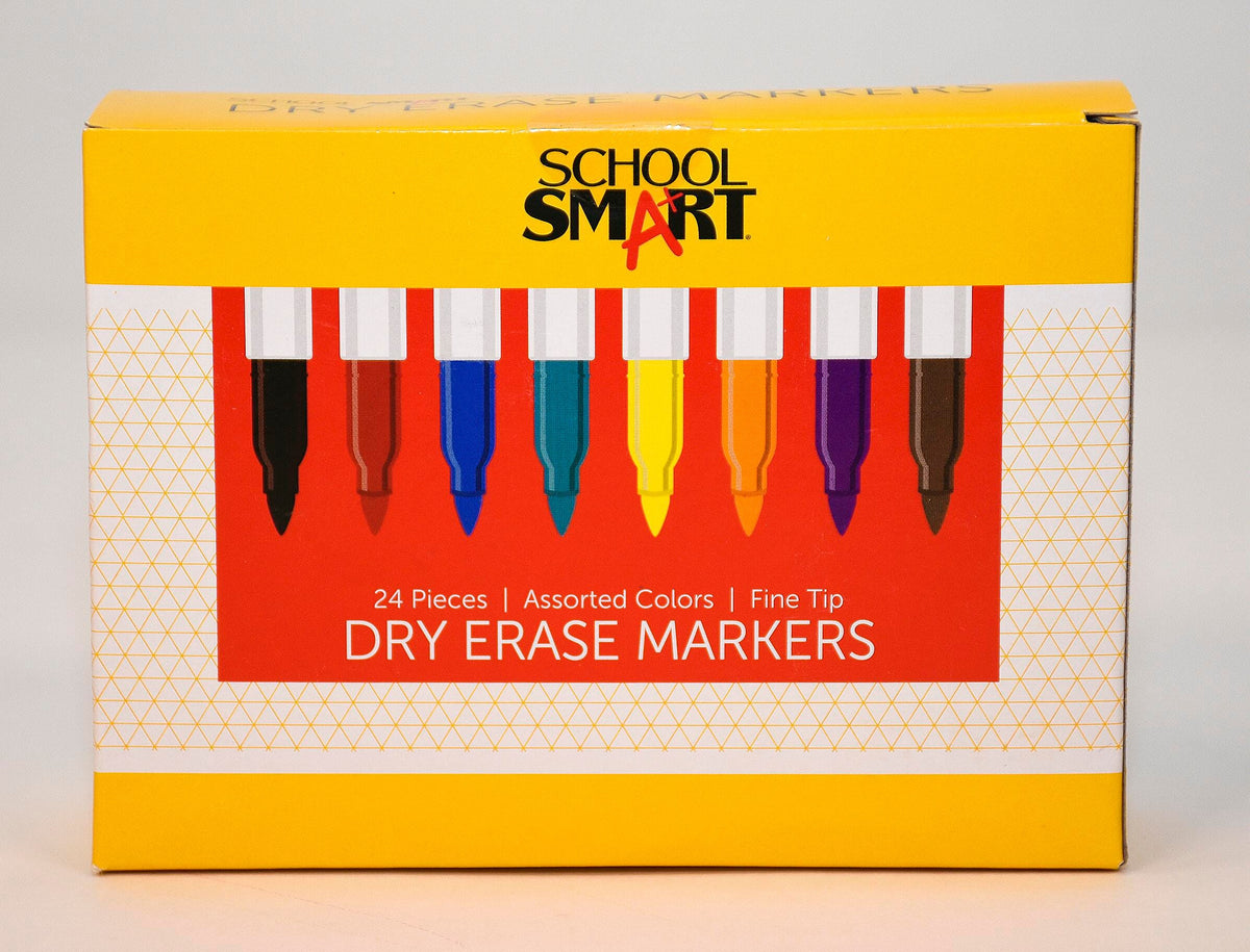 MARKER DRY ERASE PEN SCHOOL SMART ASST SET OF 24