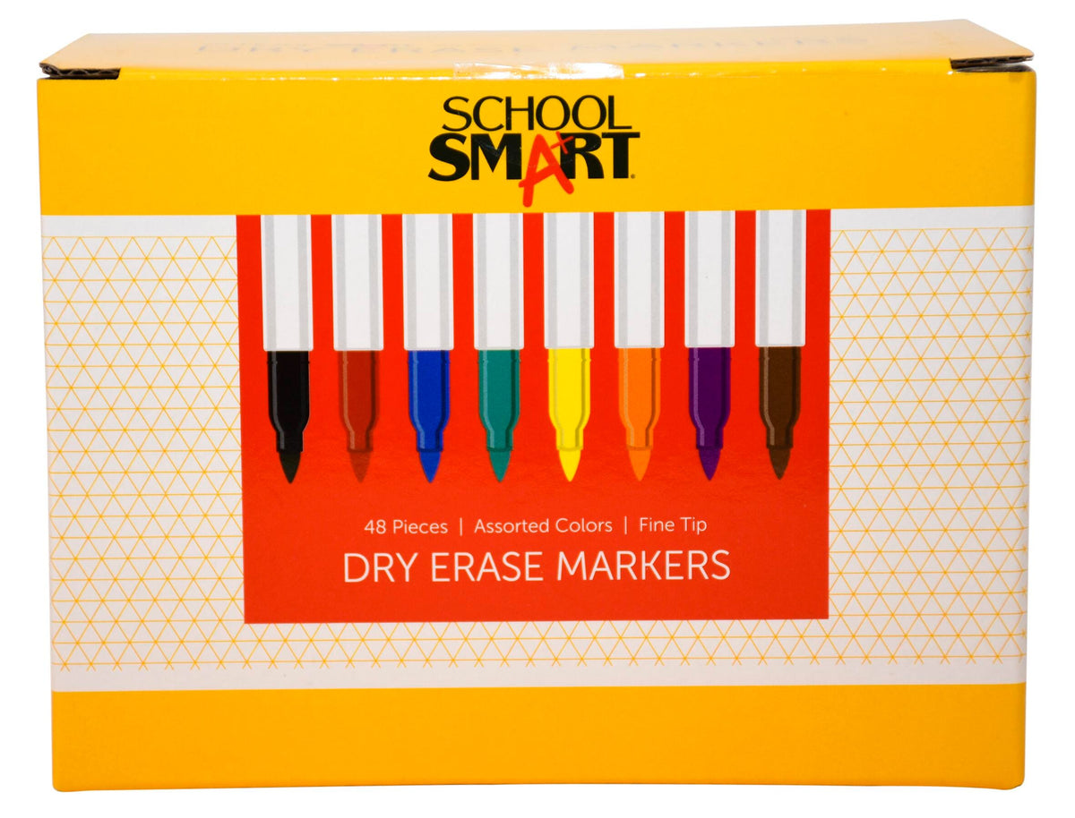 MARKER DRY ERASE PEN SCHOOL SMART ASST SET OF 48