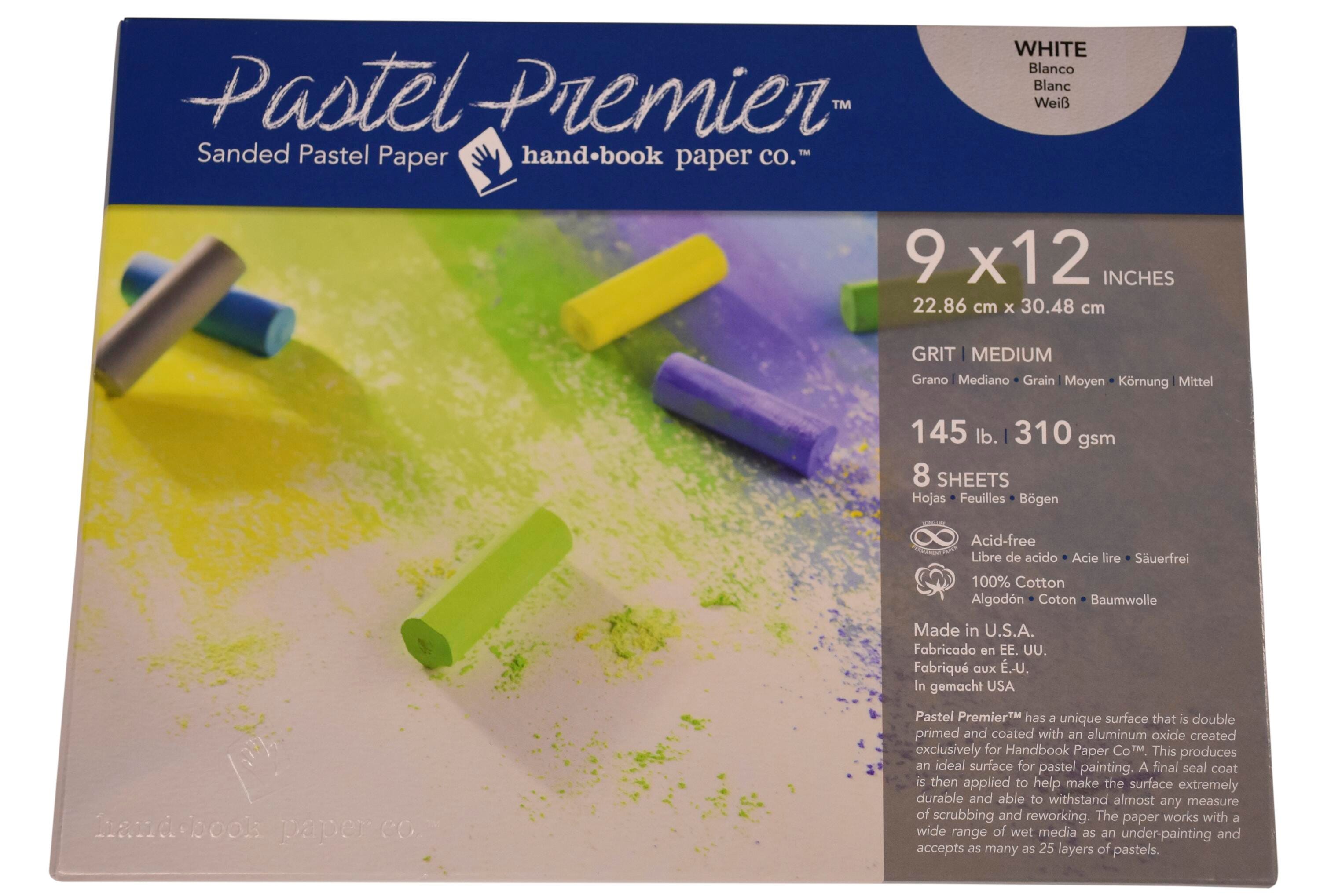 PAPER SANDED PASTEL PREMIER 9X12 IN WHITE MED GRIT 8 SHTS