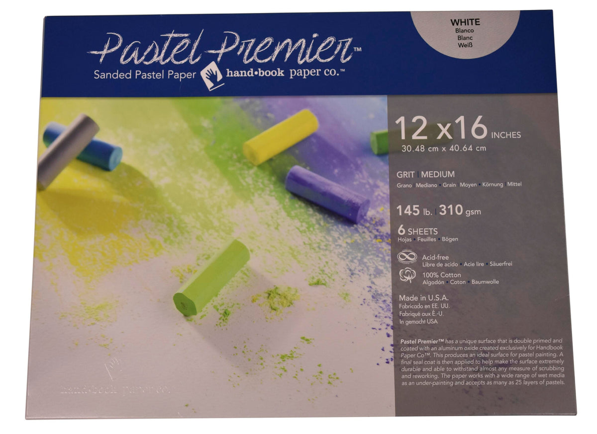 PAPER SANDED PASTEL PREMIER 12X16 IN WHITE MED GRIT 6 SHTS