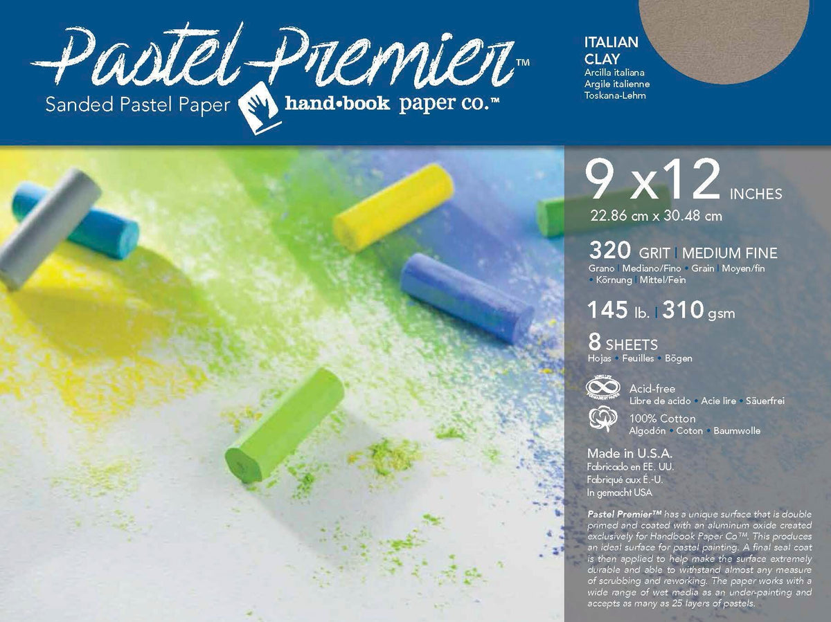 PAPER SANDED PASTEL PREMIER 9X12 IN ITALIAN CLAY MED GRIT 8 SHTS