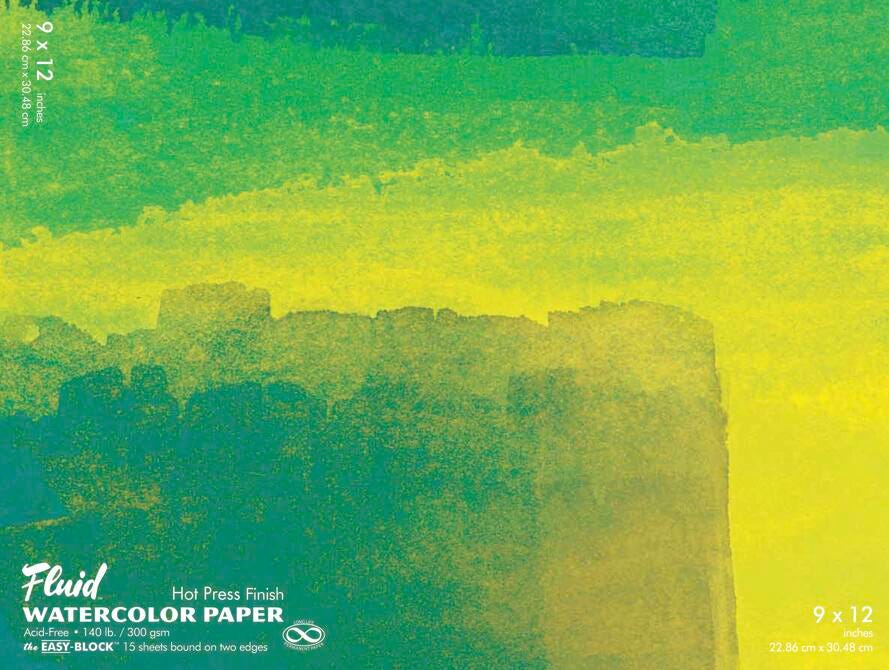 PAPER WATERCOLOR HOT PRESS EASY BLOCK 9X12 15 SHTS