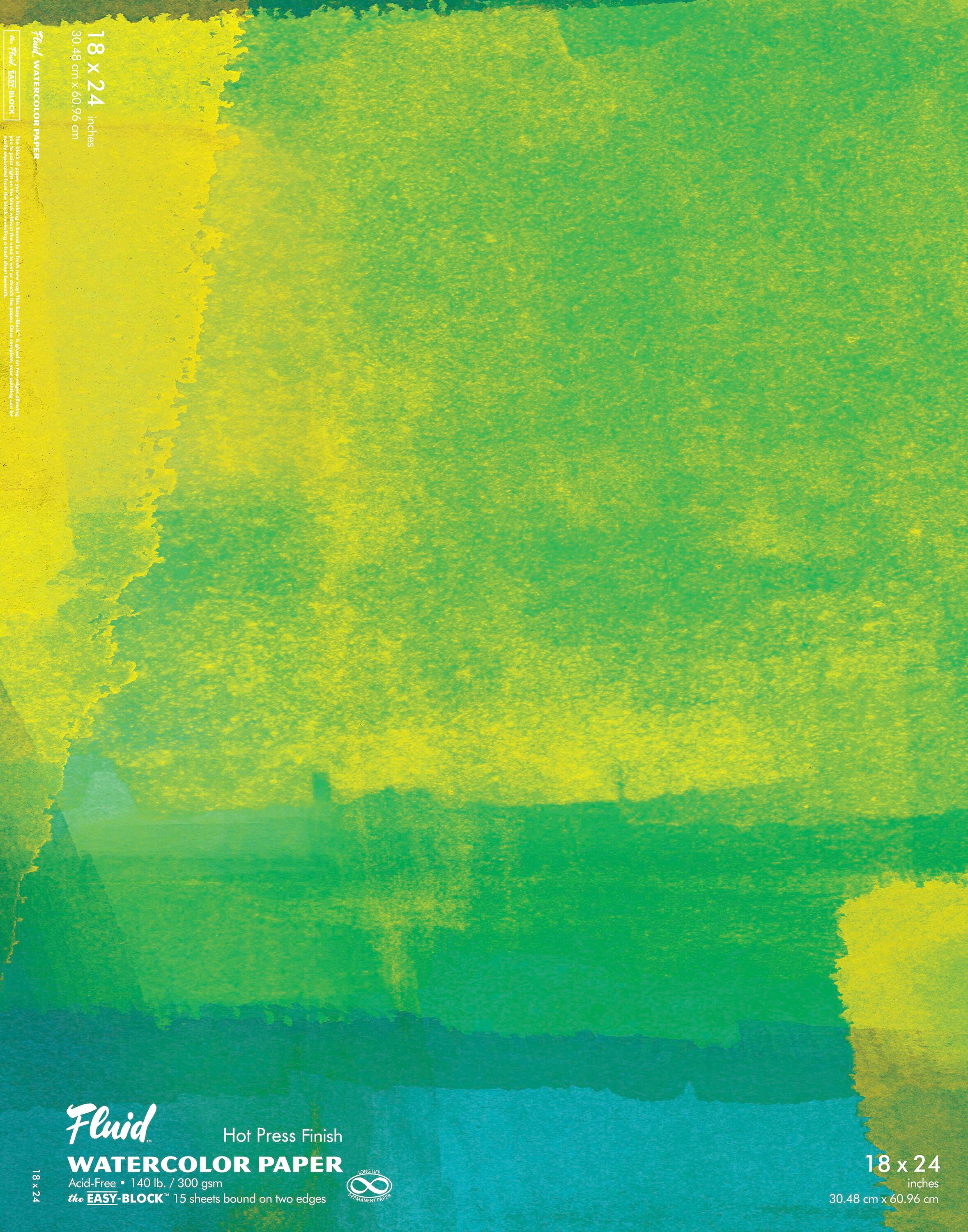 PAPER WATERCOLOR HOT PRESS EASY BLOCK 18X24 15 SHTS