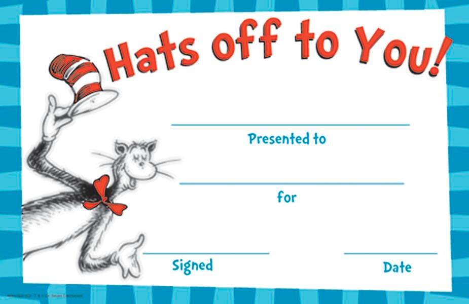 CAT IN THE HAT HATS OFF TO YOU RECOGNITION AWARDS