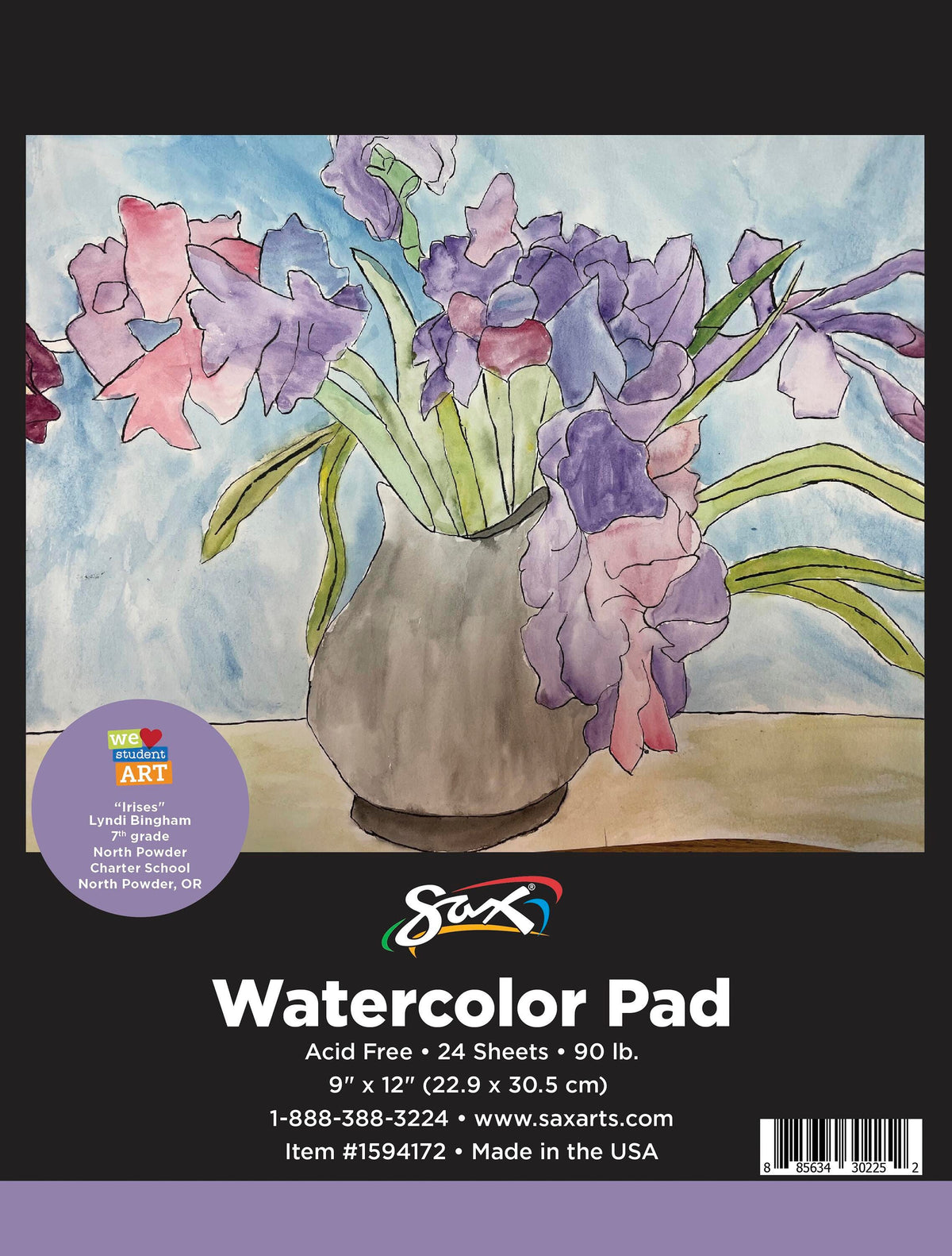 PAPER PAD WATERCOLOR SAX 90 LB 9X12 IN 24 SHTS