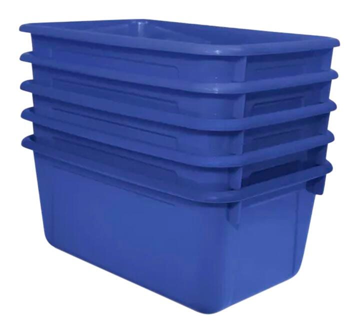 SCHOOL SMART PRIMARY COLORS STORAGE BIN - 7-7/8 X 12-1/4 X 5-3/8  - BLUE - PACK OF 5