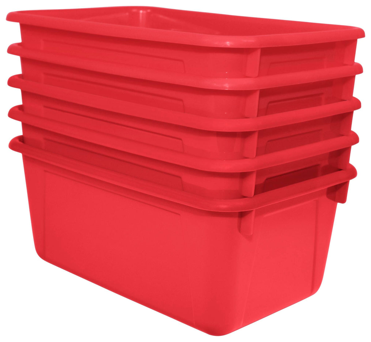 SCHOOL SMART PRIMARY COLORS STORAGE BIN - 7-7/8 X 12-1/4 X 5-3/8  - RED - PACK OF 5