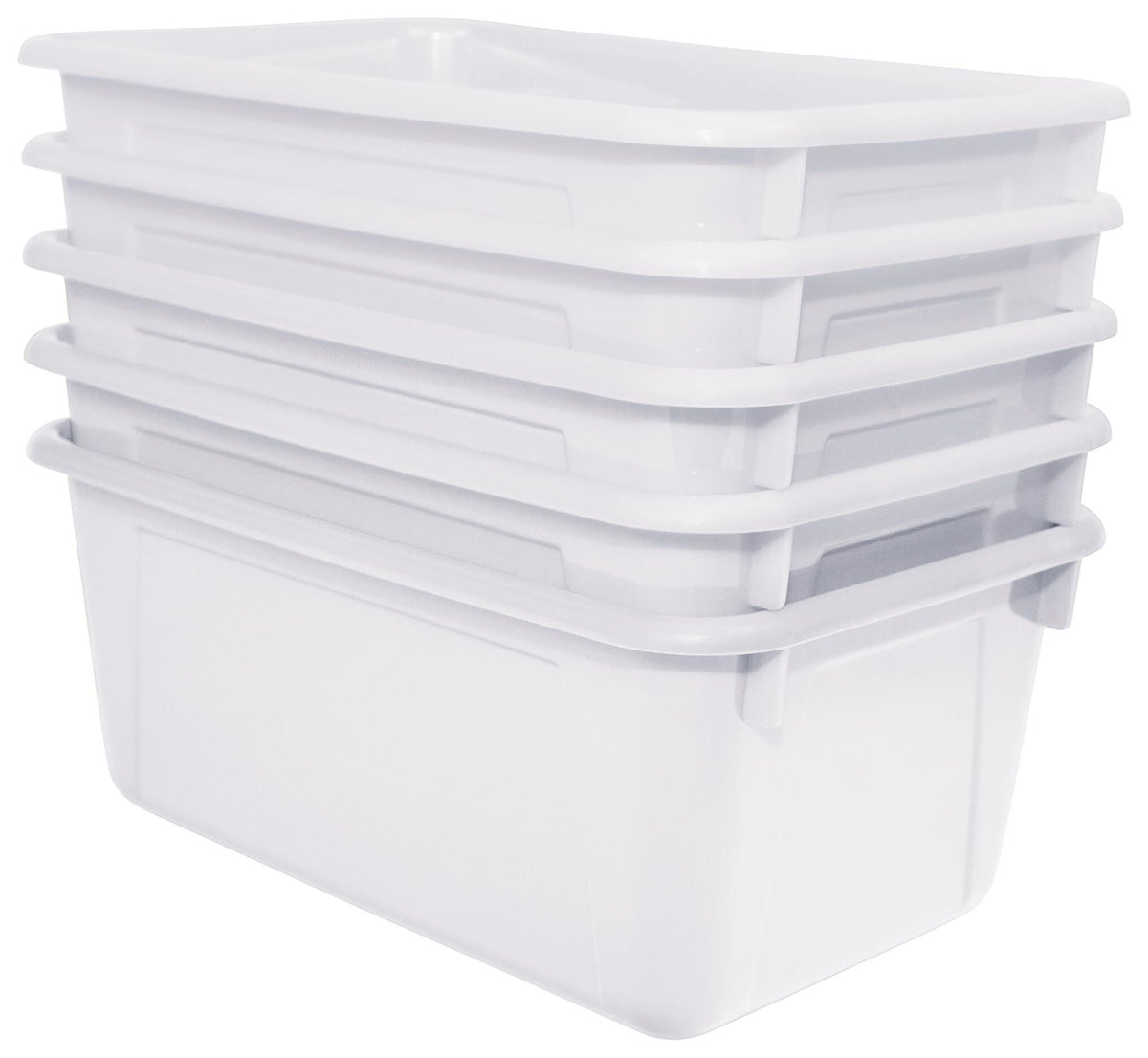 SCHOOL SMART PRIMARY COLORS STORAGE BIN - 7-7/8 X 12-1/4 X 5-3/8  - WHITE - PACK OF 5