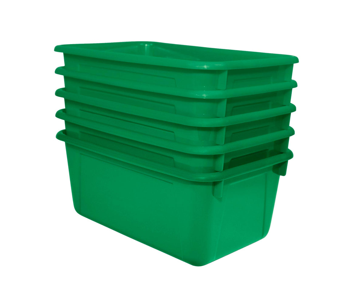 SCHOOL SMART PRIMARY COLORS STORAGE BIN - 7-7/8 X 12-1/4 X 5-3/8  - GREEN - PACK OF 5