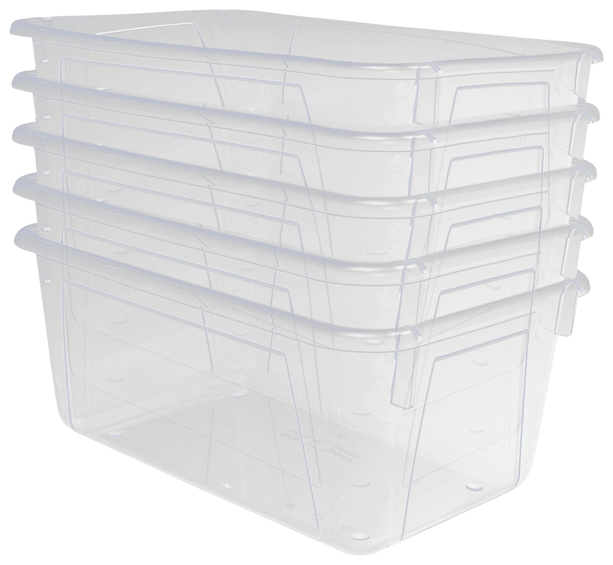 SCHOOL SMART PRIMARY COLORS STORAGE BIN - 7-7/8 X 12-1/4 X 5-3/8  - TRANSLUCENT - PACK OF 5