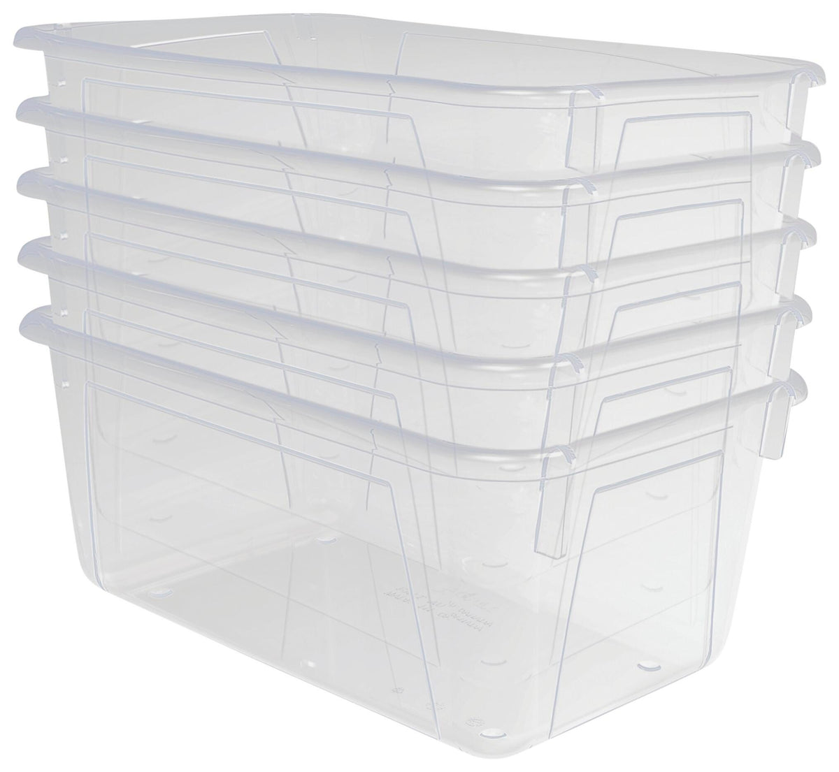 SCHOOL SMART PRIMARY COLORS STORAGE BIN - 7-7/8 X 12-1/4 X 5-3/8  - TRANSLUCENT - PACK OF 5