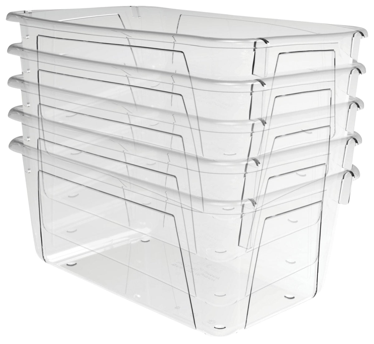 SCHOOL SMART PRIMARY COLORS STORAGE BIN - 7-7/8 X 12-1/4 X 5-3/8  - CLEAR - PACK OF 5