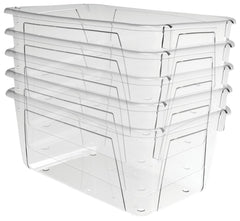 SCHOOL SMART PRIMARY COLORS STORAGE BIN - 7-7/8 X 12-1/4 X 5-3/8  - CLEAR - PACK OF 5