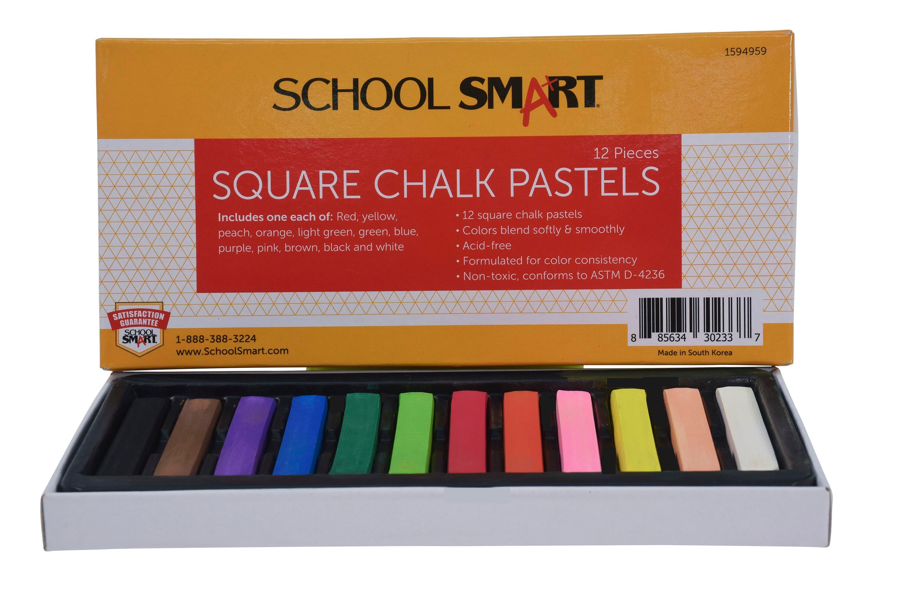 PASTEL CHALK SCHOOL SMART ASST COLOR SET OF 12