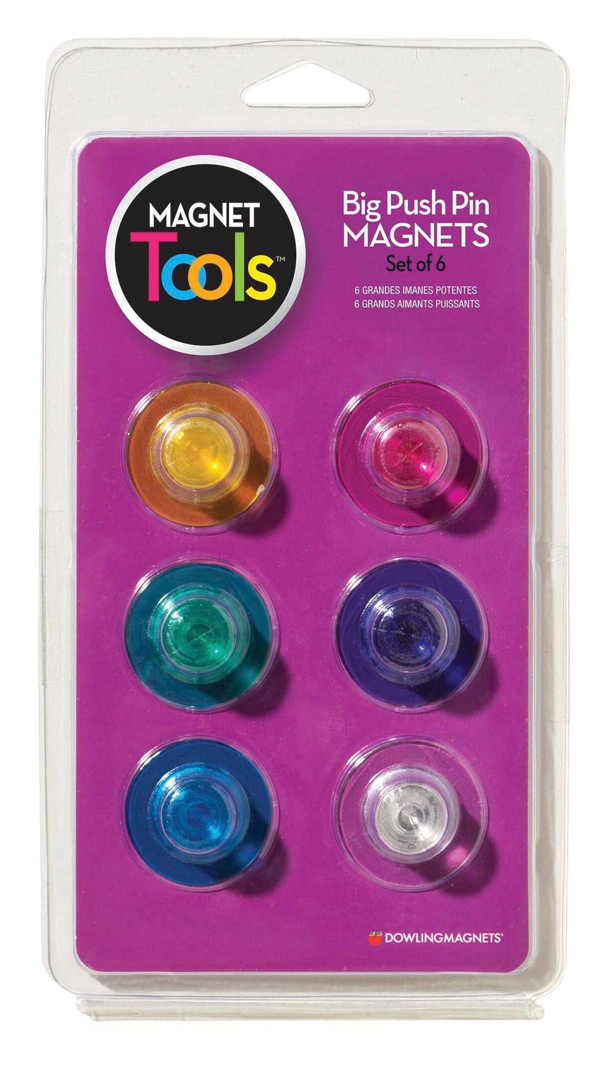 MAGNET BIG PUSH PIN STYLE SET OF 6