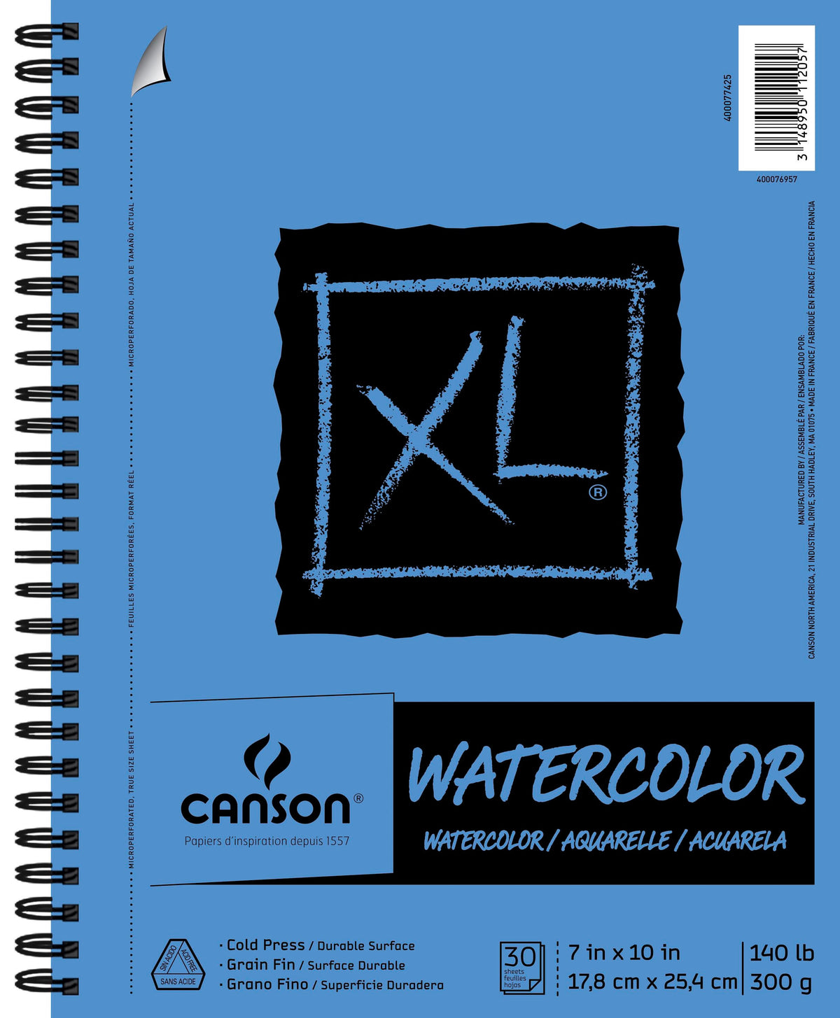 PAPER PAD WATERCOLOR CANSON XL 7X10 IN 140 LB 30 SHTS