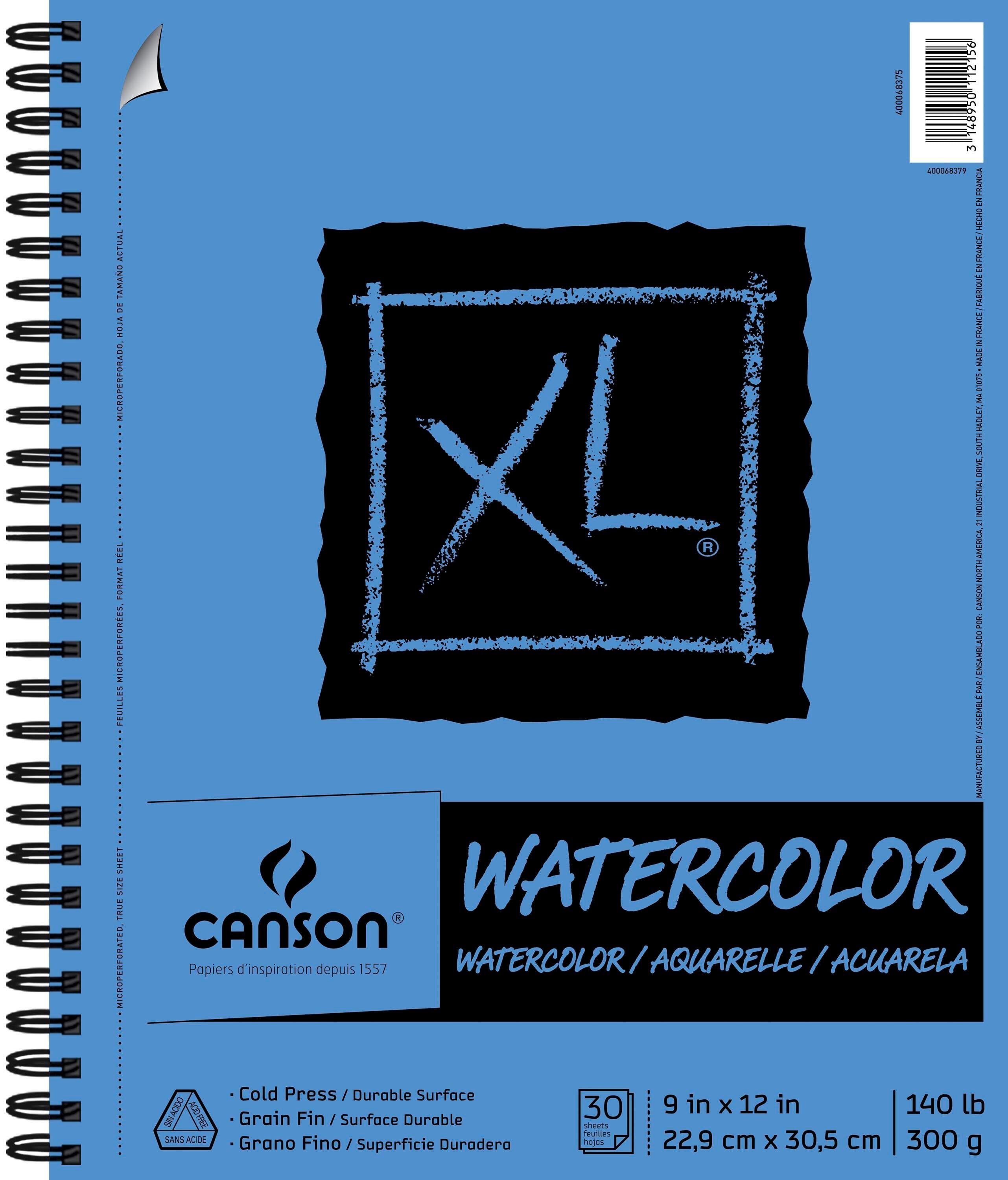 PAPER PAD WATERCOLOR CANSON XL 9X12 IN 140 LB 30 SHTS